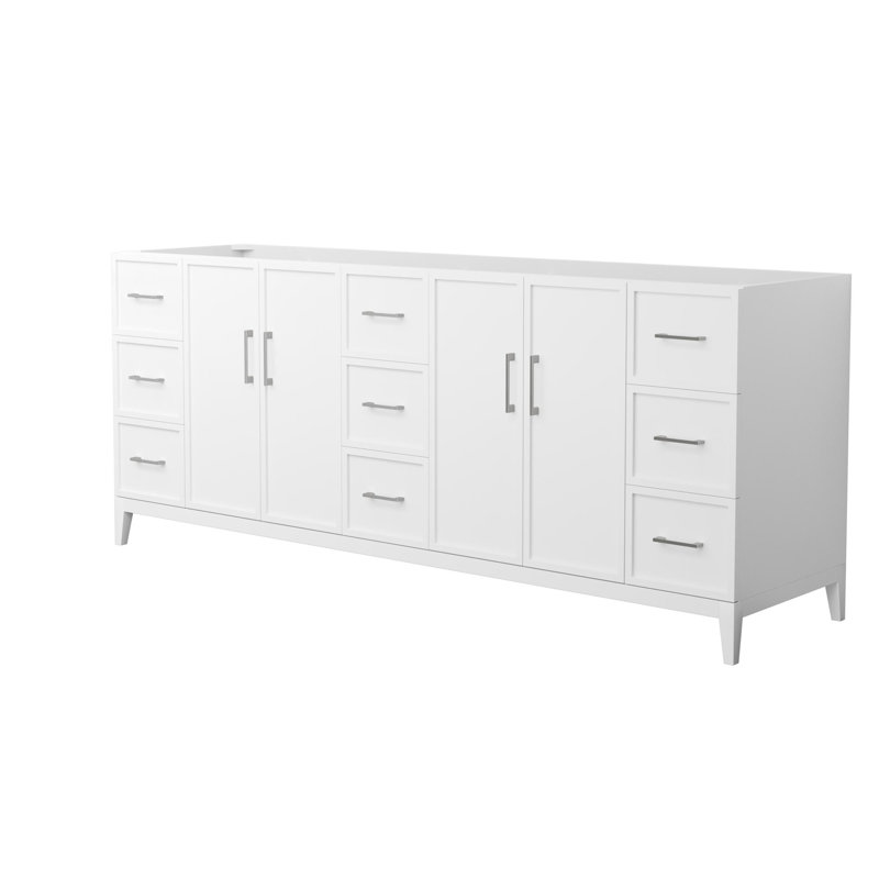 Elan 83'' W Double Bathroom Vanity Base, White/Brushed Nickel