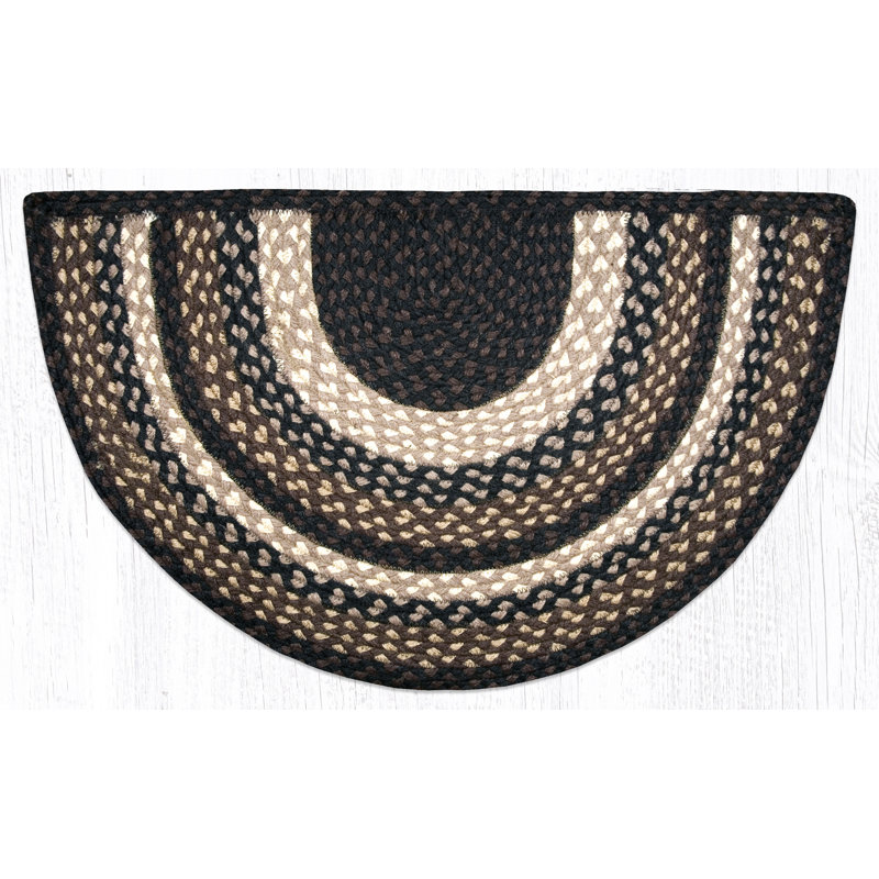  Hand-Braided Jute Slice Rug for Small Spaces 18"x29", Semi-Circle 1'6" x 2'5"