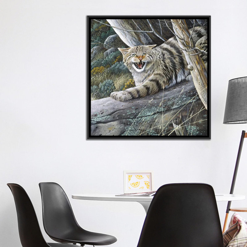 " Lynx " by Jan Weenink, 18" H x 18" W x 1.5" D, Black Framed Canvas, No Matte
