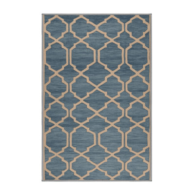 Machine Washable Trellis Gray Area Rug