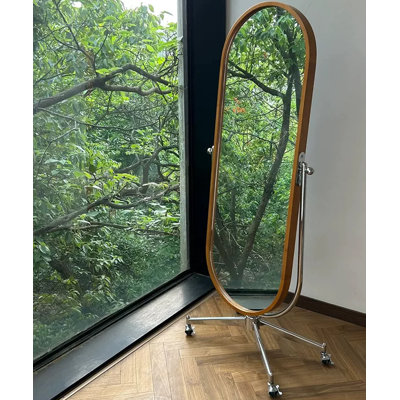 Oval Solid Wood+Stainless Steel Full Length Mirrors