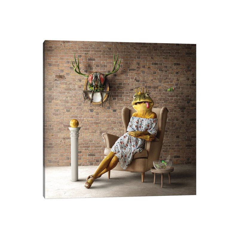 Home Fairytale: Frog Queen by Spielsinn Design - Gallery-Wrapped Canvas Giclée on Canvas, Canvas, 30.48 cm H x 30.48 cm W