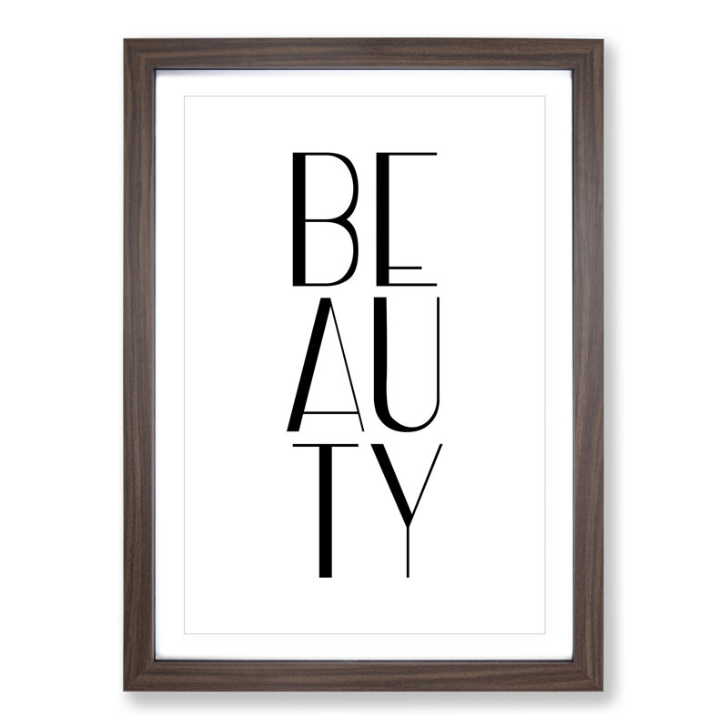 Beauty - Picture Frame Typography, Walnut, 36cm H x 27cm W x 2cm D