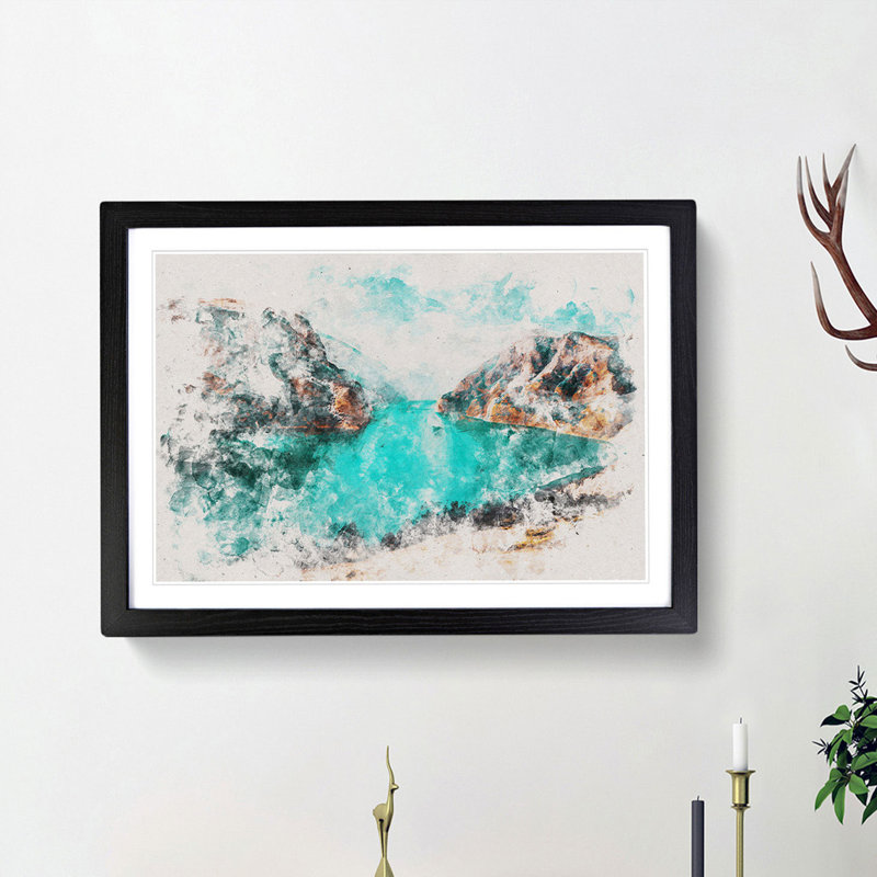 Lake Between the Mountains - Picture Frame Painting Print, Black Framed, 36cm H x 48cm W x 2cm D