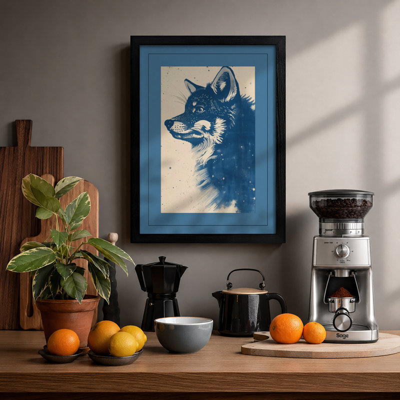 Splintered Fox Modern - Framed Print, Black, A3 - 42.0 x 29.7 cm
