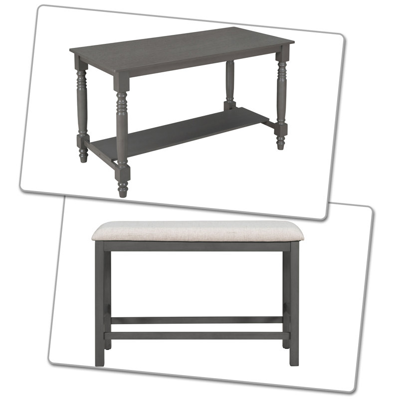 Avett 6 - Piece Trestle Dining Set with Shelf, Grey/Beige, Grey