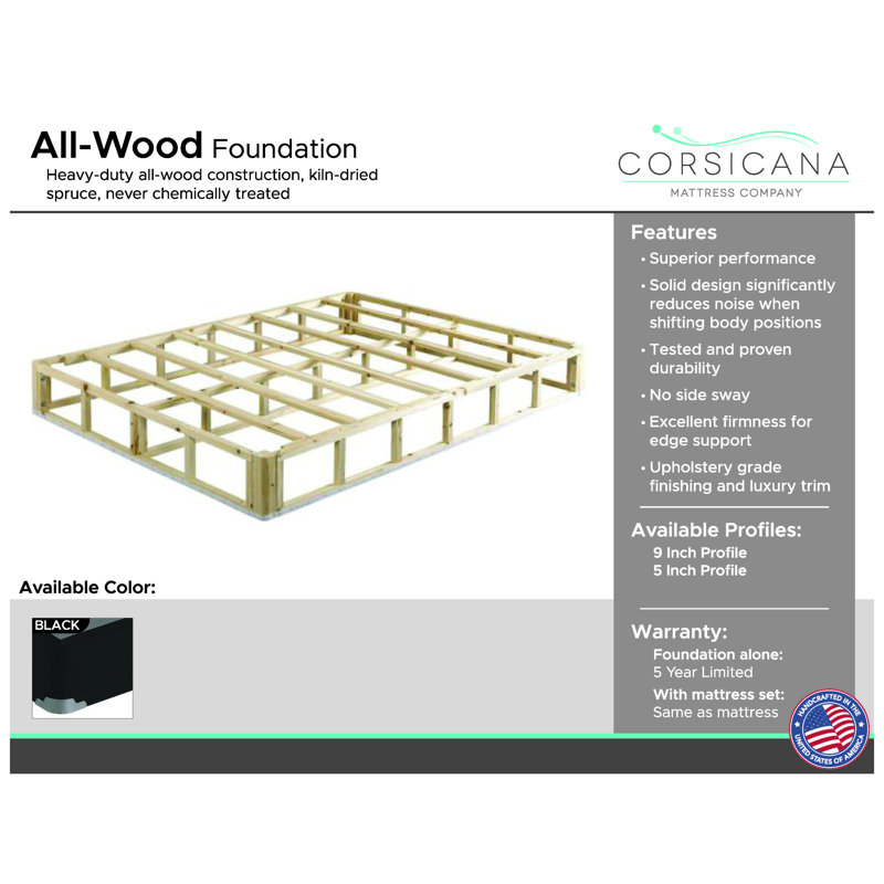 9" Wood Mattress Foundation, California King Split