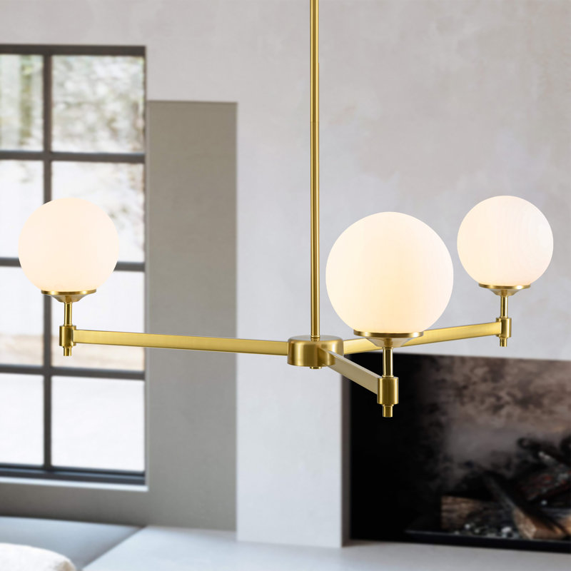  Lustre linéaire à 3 lumières pour salle à manger AstralArc, Laiton poli