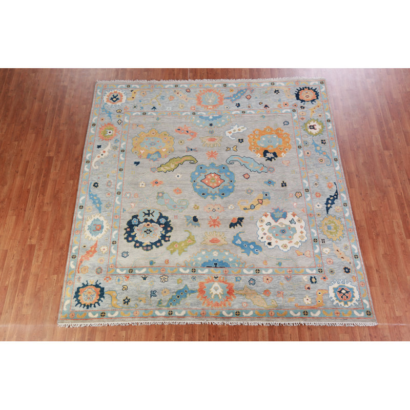 Tapis carré à motif floral All-Over Oushak 9 x 9