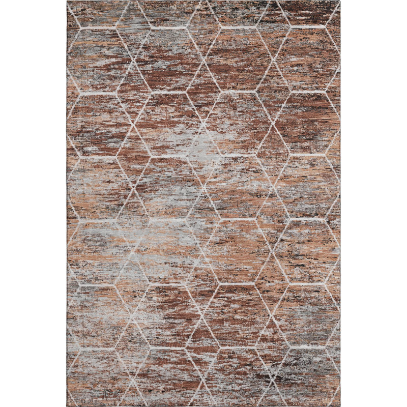 Tapis géométrique de qualité supérieure lavable à la machine AMF1724, Rectangle 5 pi x 7 pi 6 po