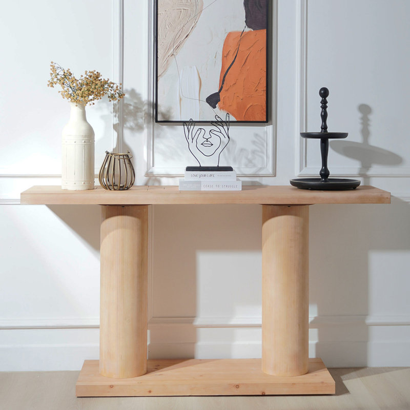 Console 59 "en bois minimaliste moderne avec colonne à piédestal - Élégante décoration décorative pour l'entrée, le salon et le couloir