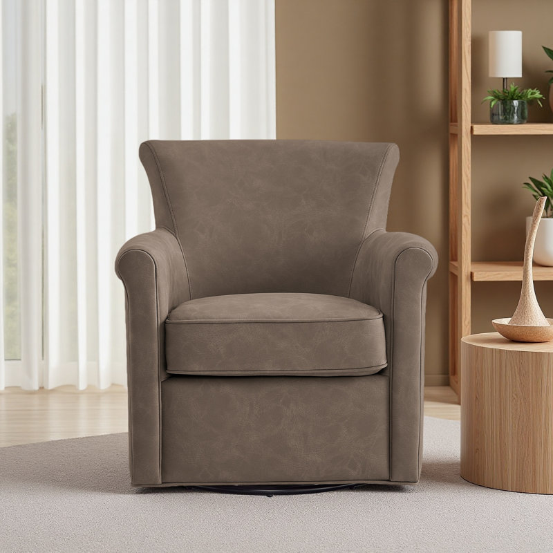 Fauteuil d'appoint pivotant en similicuir, Espresso
