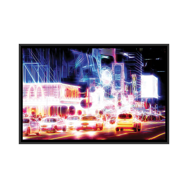 «Night Sparkling», reproduction d'impression sur toile, H 18 po x l 26 po x P 1,5 po, Toile avec cadre noir, Pas de tapis