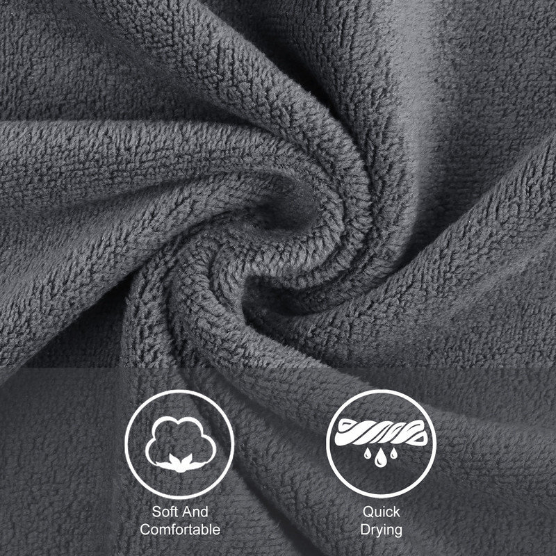 Microfiber Bath Towel Set for Bathroom,4 Pieces 30" x 60", Gray