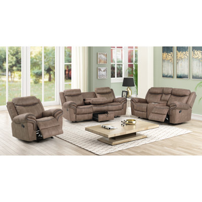 Alexander-3Pcs Brown Reclining Sofa Set