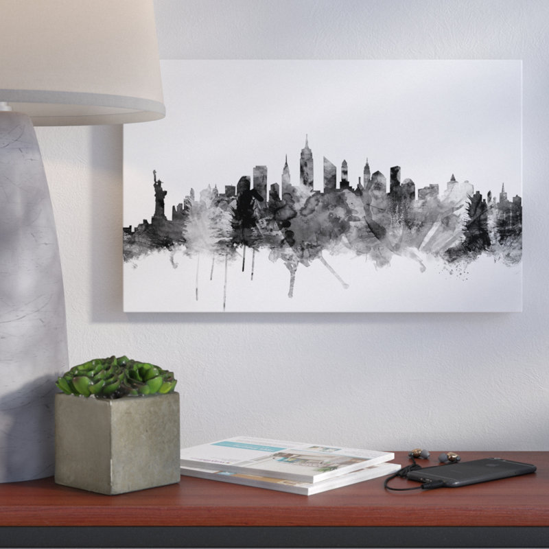 « new york city horizon », impression sur toile tendue, H 16 po x l 24 po x P 2 po