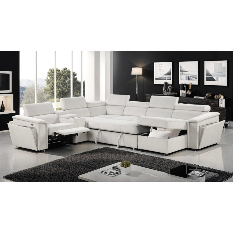 Canapé modulaire inclinable électrique en bois beige Harvey