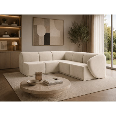 Modern Velvet Modular Sectional with Sculpted Silhouette