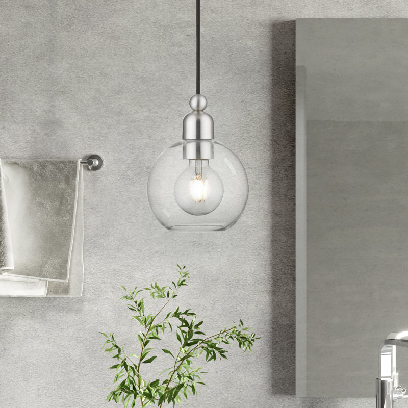 1 - Light Single Pendant, Brushed Nickel