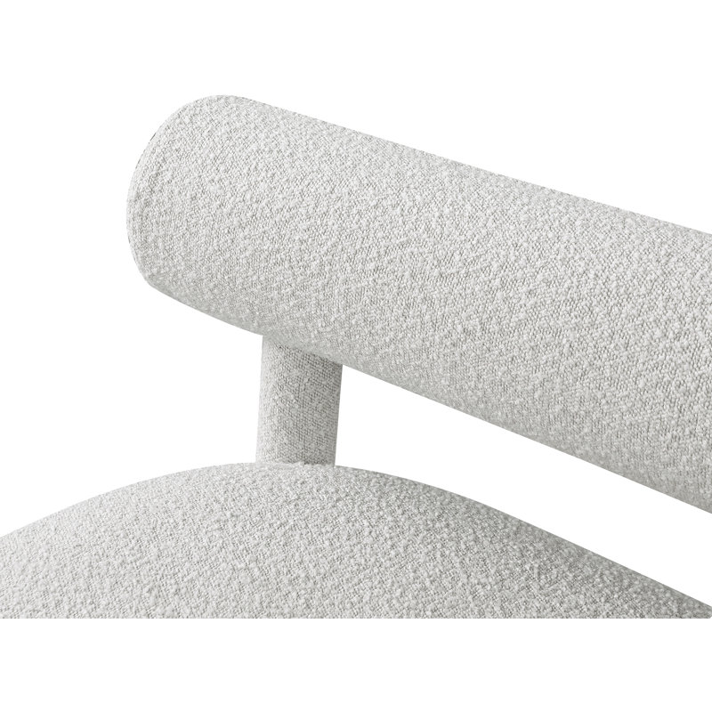 Boucle Upholstered Bench, Cream Boucle Fabric
