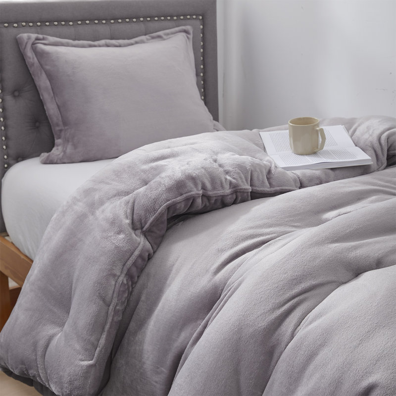 Thickest Comas Inducer Thicker Than Thick Oversized Comforter Set, Gray, King Comforter + 2 King Shams