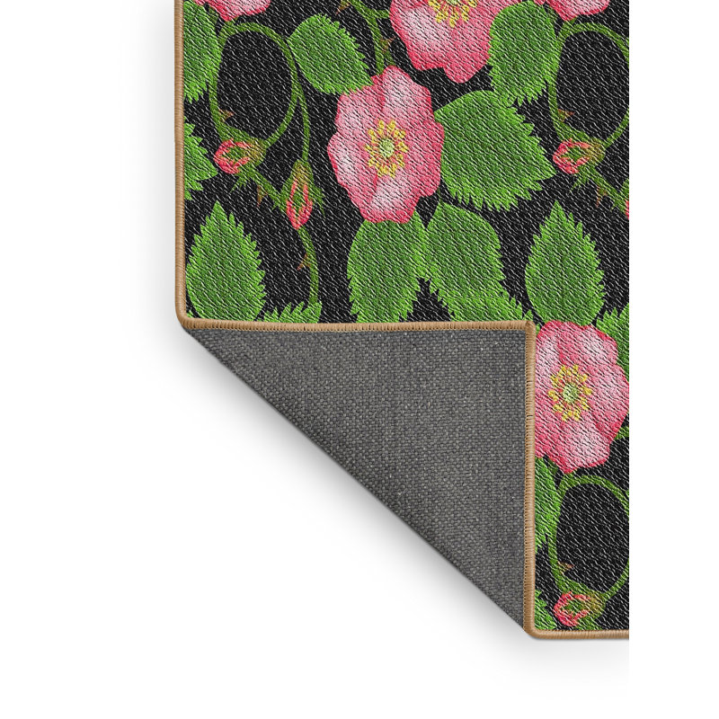 Tapis jaune/vert à motifs, Rectangle 2 pi x 4 pi