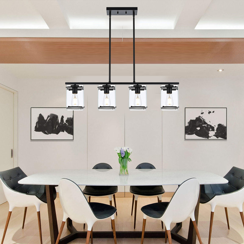 Luminaire suspendu pour îlot de cuisine 4 lumières Still, Noir