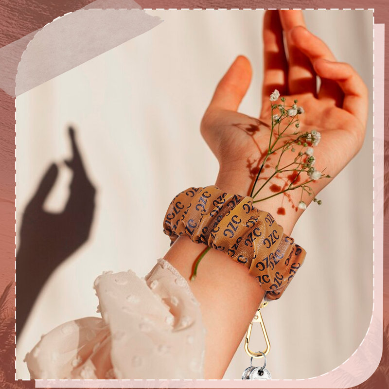 Brown Scrunchie Keychain Wristlet