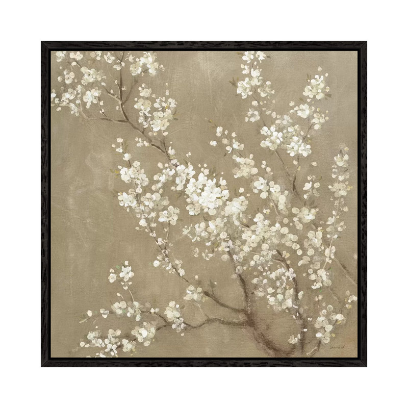 White Cherry Blossoms II by Danhui Nai - Floater Frame Gallery-Wrapped Canvas Giclée on Canvas, 45.72 cm H x 45.72 cm W