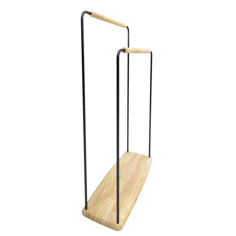 Awrad Towel Rack, Black/Natural Oak Wood