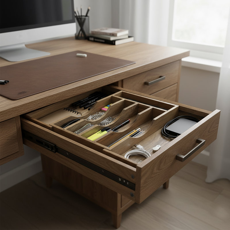 Rangement de tiroir de cuisine extensible en bois d'acacia