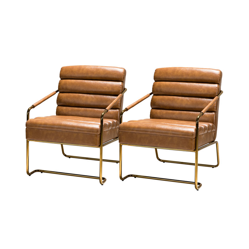Agnese Faux Leather Armchair, Camel Faux Leather