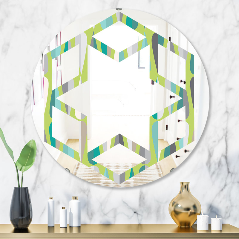 Miroir mural Hexagon Star Luxury Drops II, H 23,6 po x l 23,6 po, Gouttes hexagonales abstraites