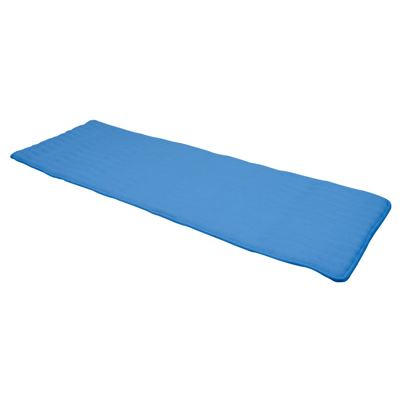 Tapis de bain en mousse à mémoire de forme - Tapis de salle de bain doux et absorbant 59 x 24 pouces avec imprimé texturé à vagues pour un décor de salle de bain élégant - Tapis de bain antidérapant lavable (bleu)
