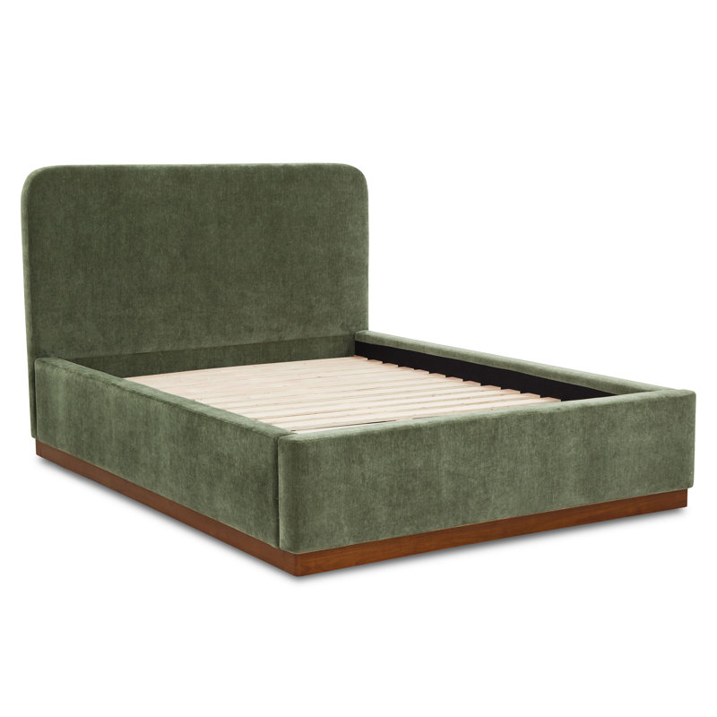 Mantua Velvet Bed With Wood Base, Queen