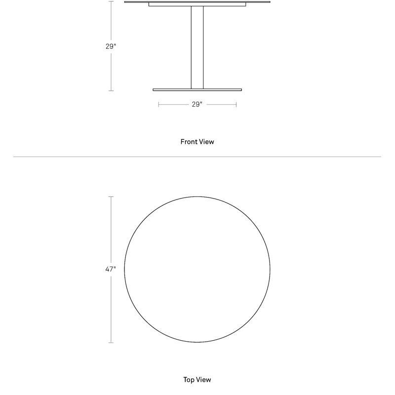 Skiff 2 - Person Patio Dining Set with Round Table, 47.2" x 47.2" x 29.1", Carbon