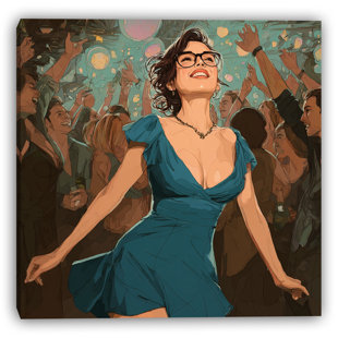 Dancing in Blue Wrapped Canvas Wall Art