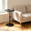 Table de bout en métal avec hauteur réglable, table d'appoint peu encombrante pour le salon, la chambre à coucher, le balcon, le bureau, l'intérieur et l'extérieur, table à boissons ronde moderne avec rebord surélevé et finition facile à nettoyer