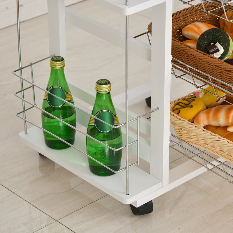 Wood Kitchen Trolley, White