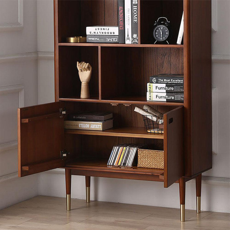 Solid wood floor bookcase display cabinet