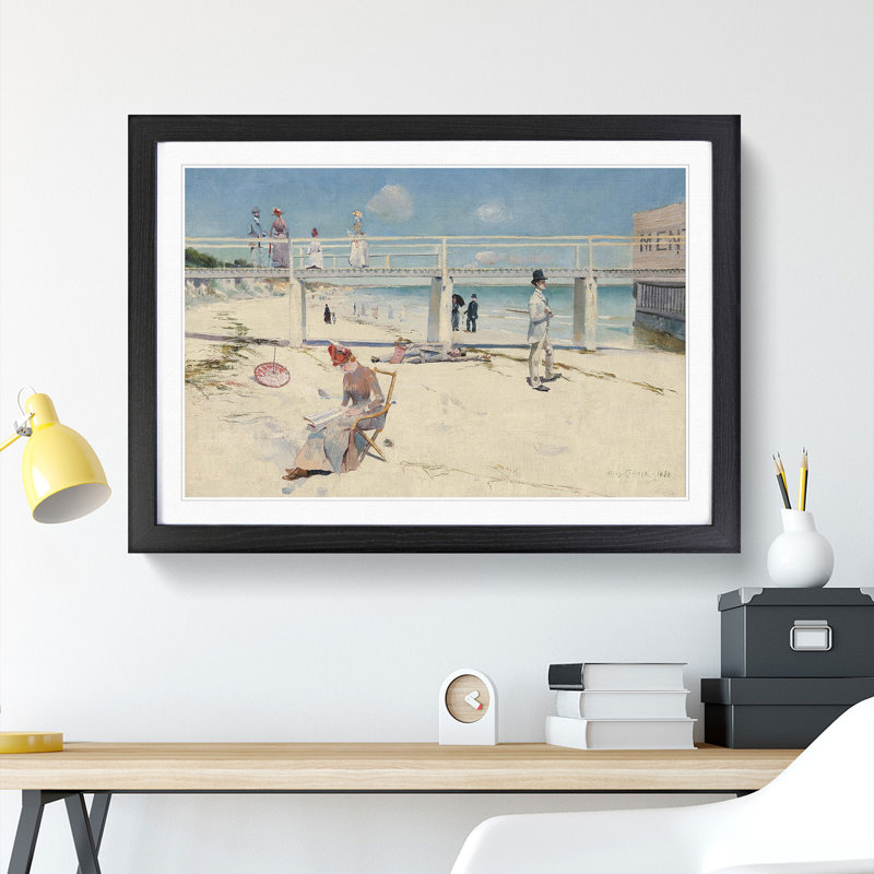 A Holiday at Mentone by Charles Conder - Framed Print, 36cm H x 48cm W x 2cm D, Black Framed