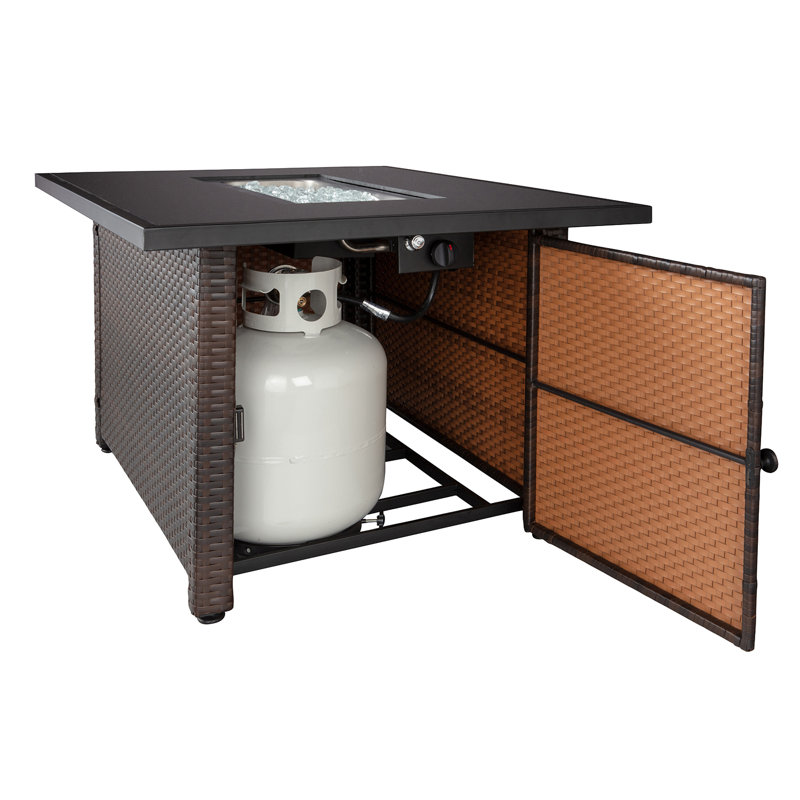 Table de foyer d'extérieur au gaz de pétrole liquéfié rectangulaire Endless Summer 40 000 BTU, brun / noir