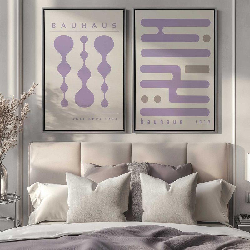 Ensemble de 2 circuits mauves rétro, Cadre flottant en chrome poli, H 19 po x l 26 po
