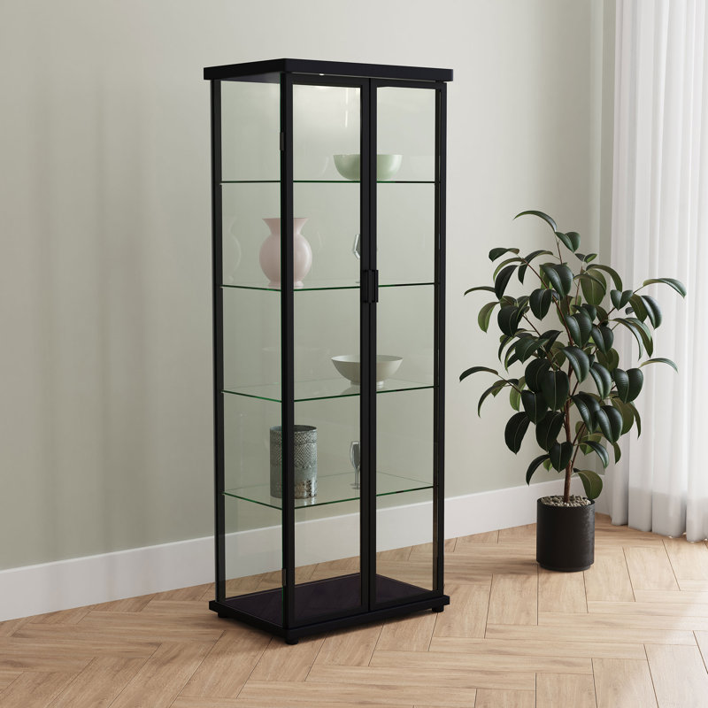 Carrillo 4-shelf Display Curio Cabinet with LED Lighting Black