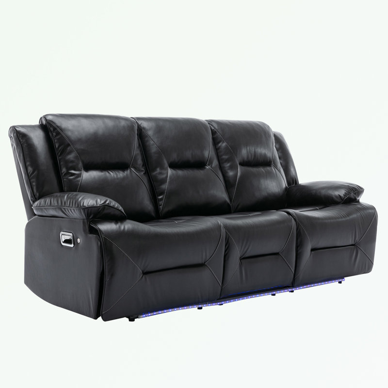 Beaucanton Upholstered 82.2'' Reclining Sofa, Black