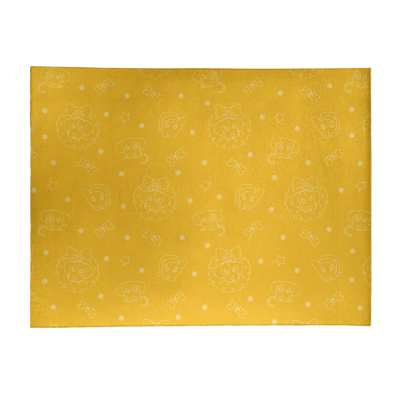 Tapis jaune fait main, Rectangle 9 pi x 12 pi