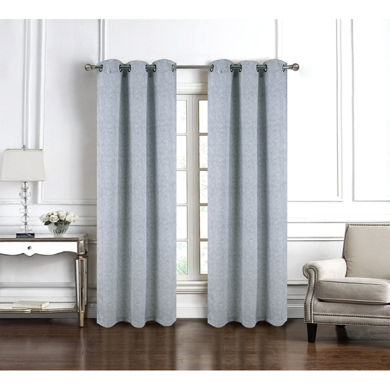 Wilton Woven Jacquard Window Curtain Panel, Charcoal