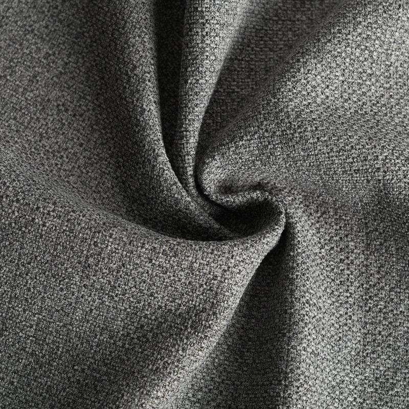 Chaises de salle à manger rembourrées en tissu gris Cindina, 4 pièces, Lin gris foncé / bois naturel