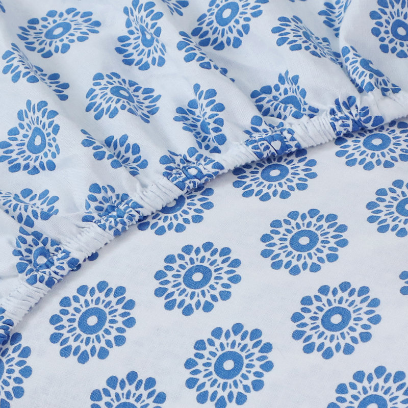 Ensemble de draps 100% coton 200 fils, Grand, Turquoise Mandalas