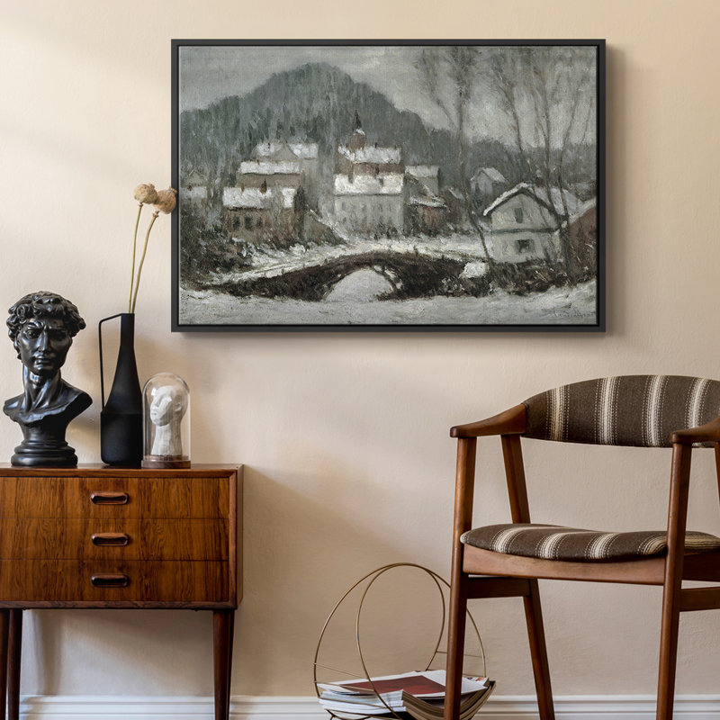 Paysage rétro - CLXV, Toile encadrée noire, H 27 po x l 41 po x P 2 po